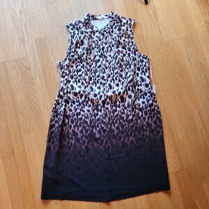 Calvin Klein Women Dress 18W Beige Ombre Leopard Sleeveless Sheath